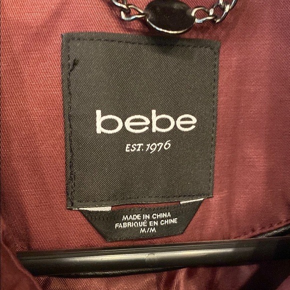 Bebe Red and Black Trench Coat with Sleek Design - Picture 2 of 14